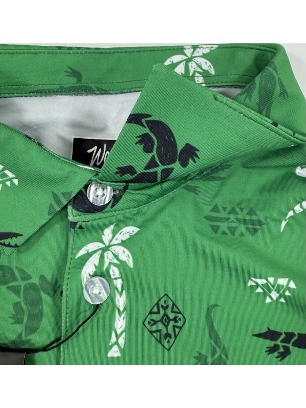 Waggle Polo Shirt Mens Bayou Gator Print Size Large Golf Stretch Performance NEW - Picture 6 of 13